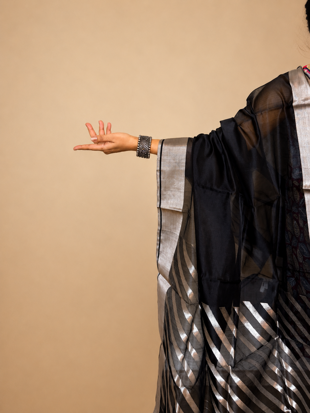 Black and Silver Chanderi Saree