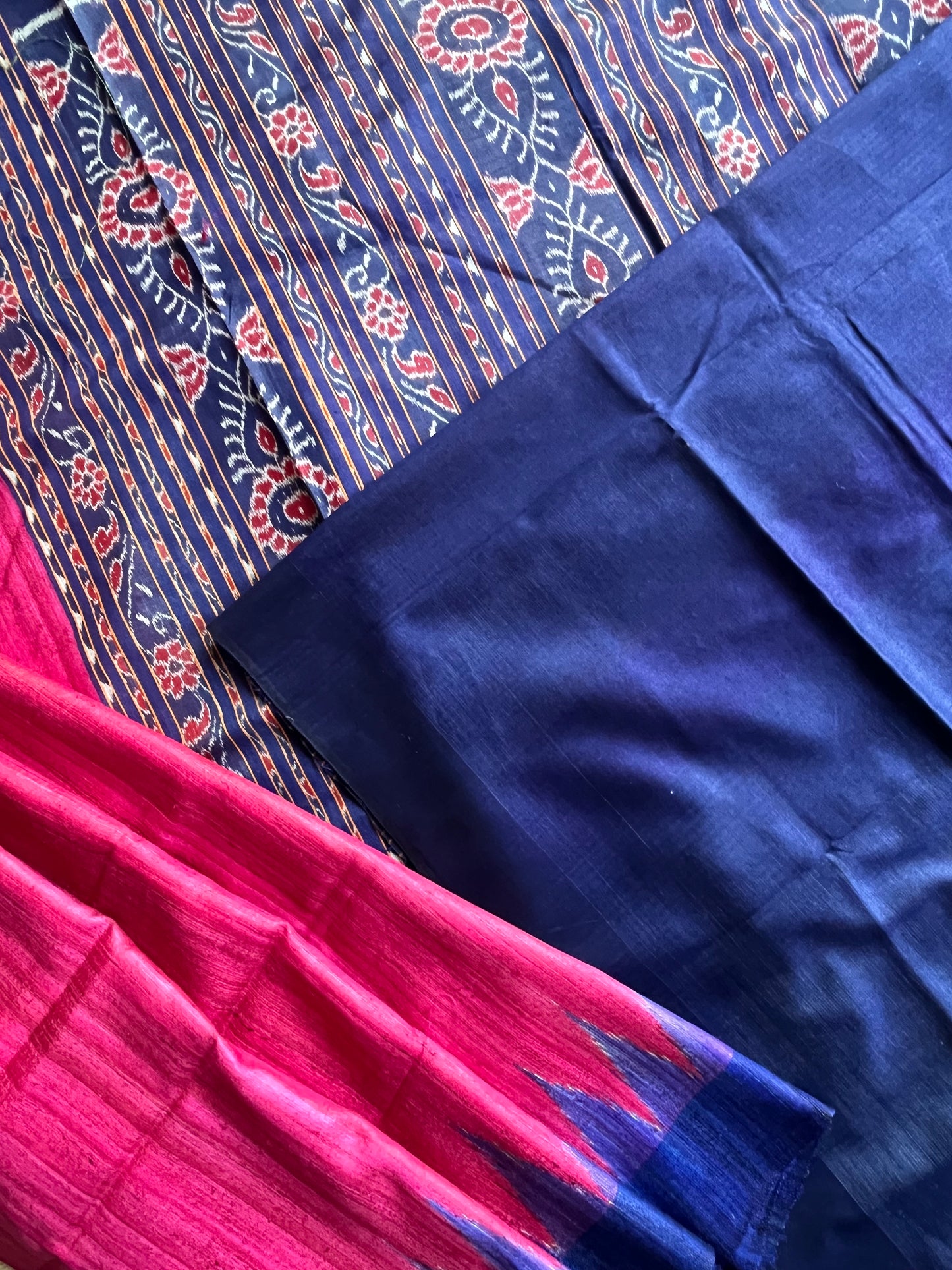 Pink and Blue Gopalpur Tussar Saree