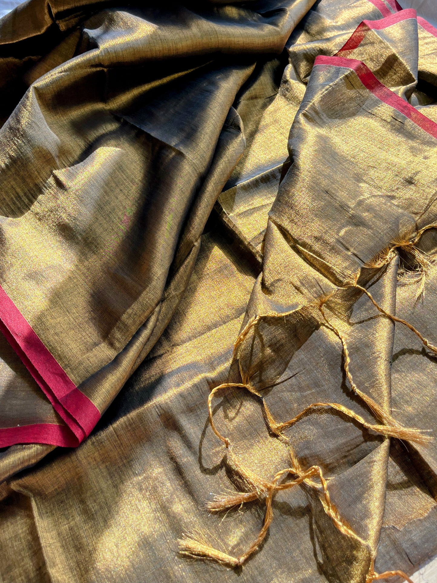 Shimmering Gold Cotton Zari Saree