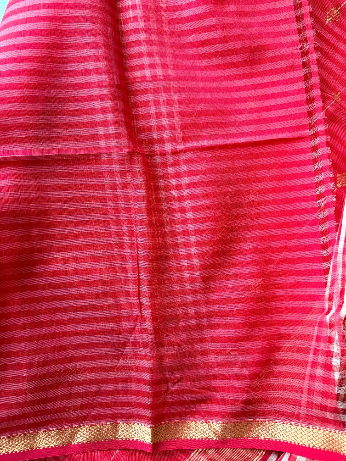 Red Checkered Maheshwari Saree
