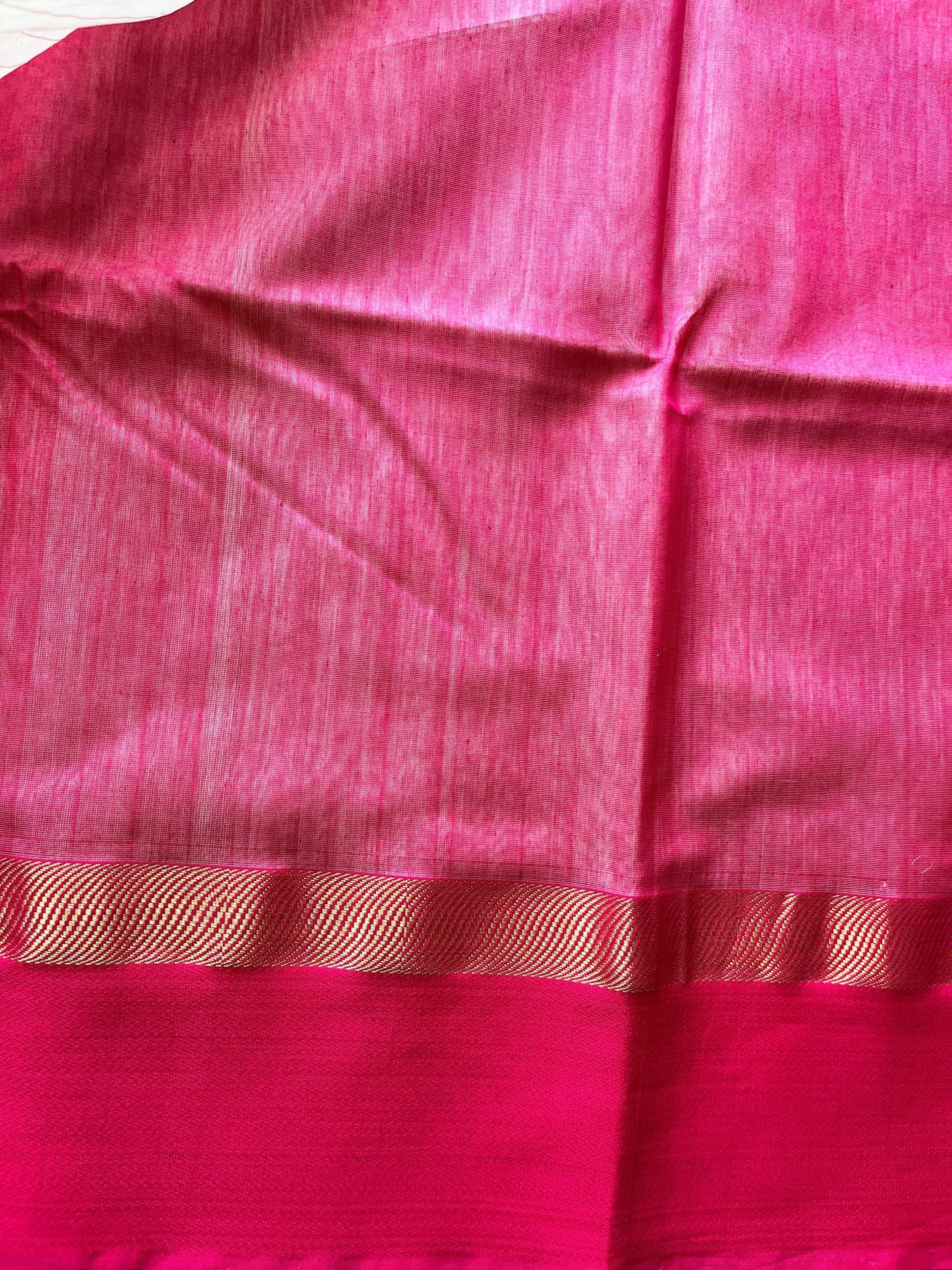 White Maheshwari Saree with Ganga Jamuna Resham Borders