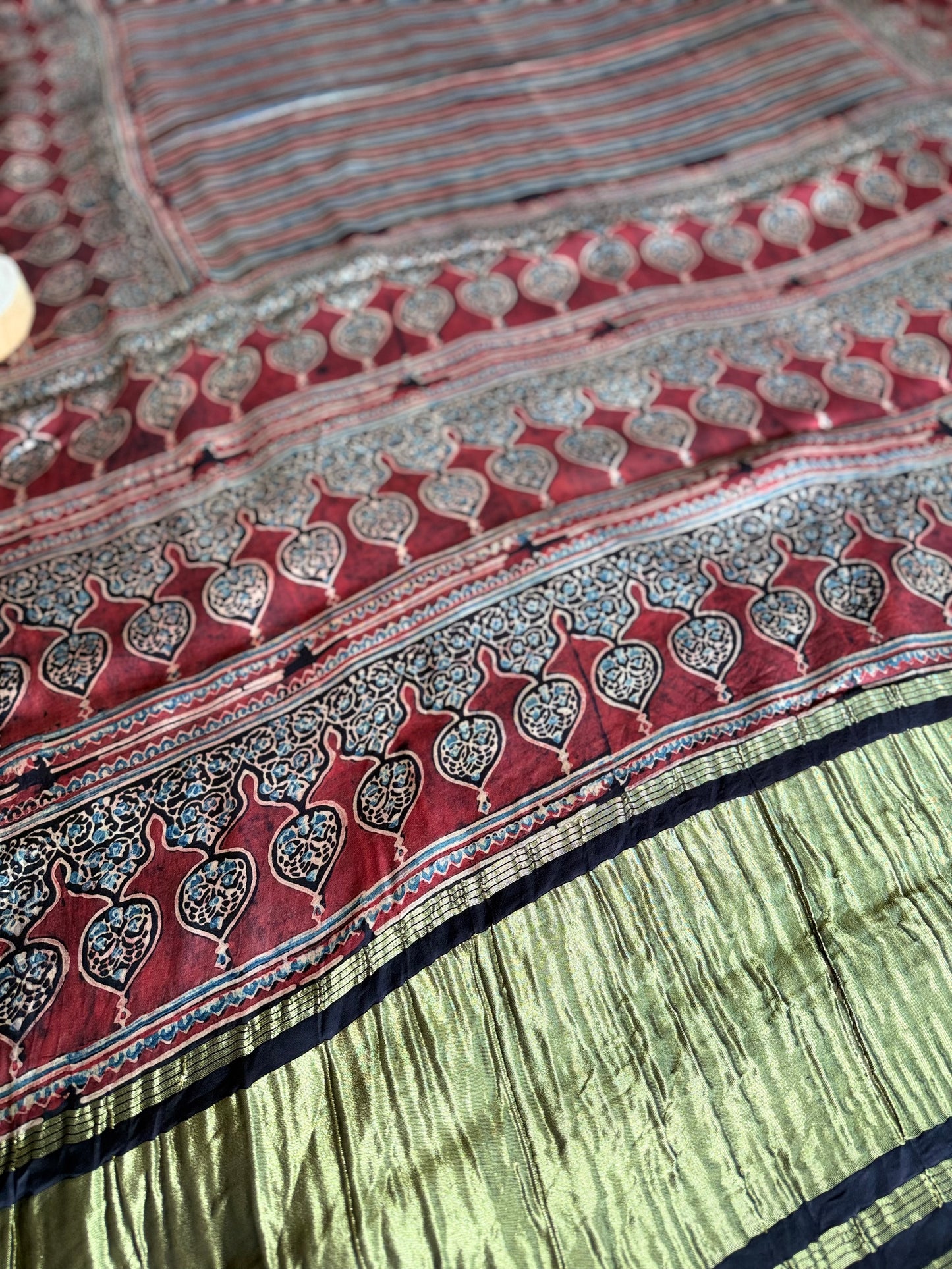 Striped Symphony Ajrakh Modal Silk Saree
