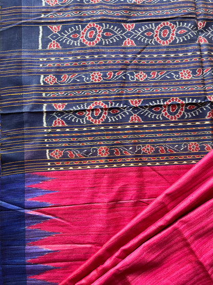 Pink and Blue Gopalpur Tussar Saree