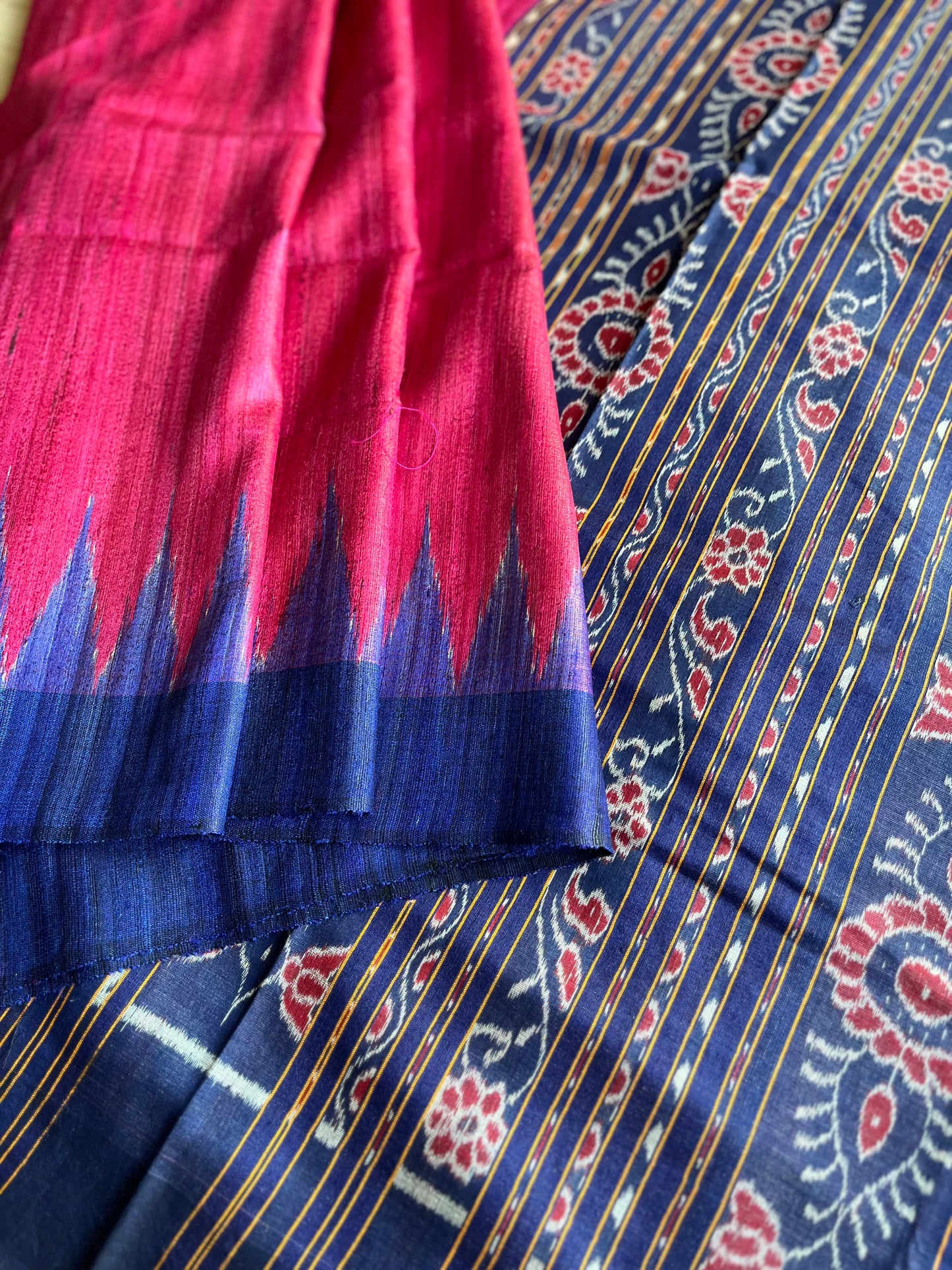 Pink and Blue Gopalpur Tussar Saree