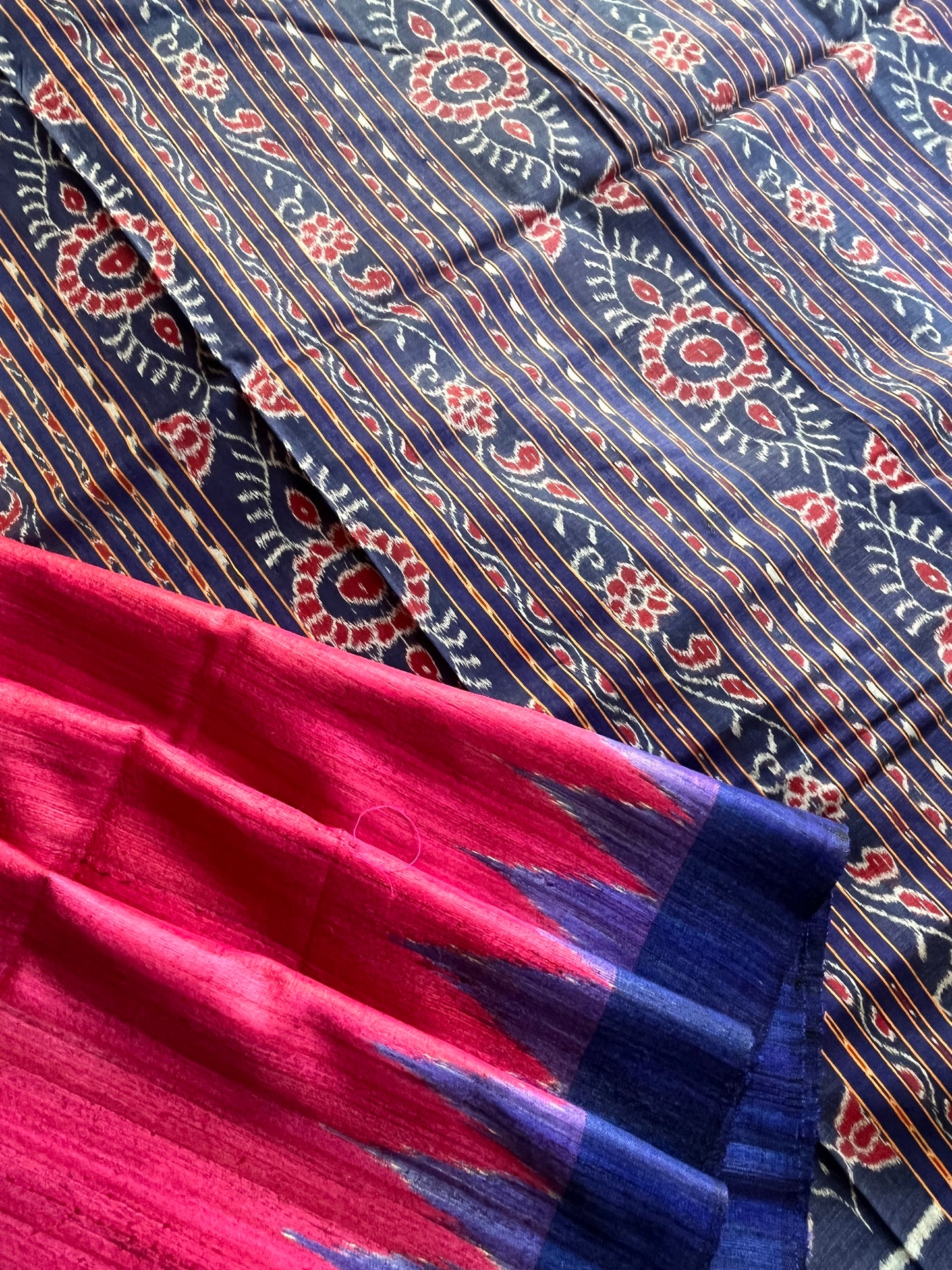 Pink and Blue Gopalpur Tussar Saree