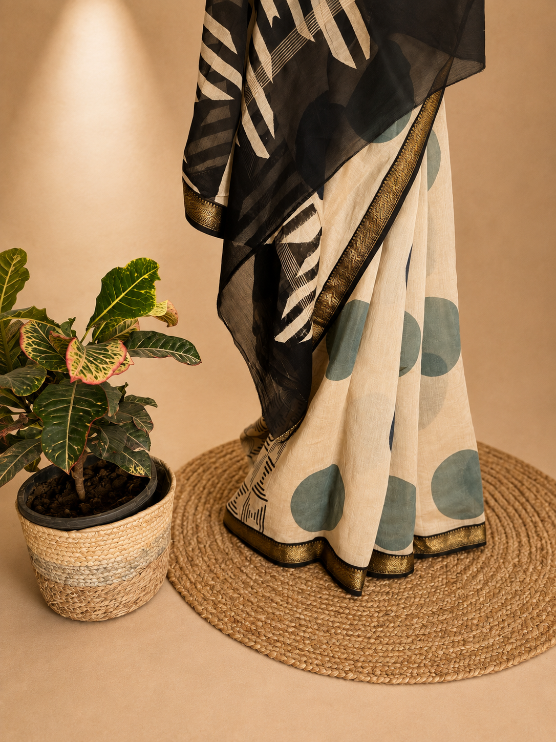 Oversized Polka Summer Cotton Silk Saree