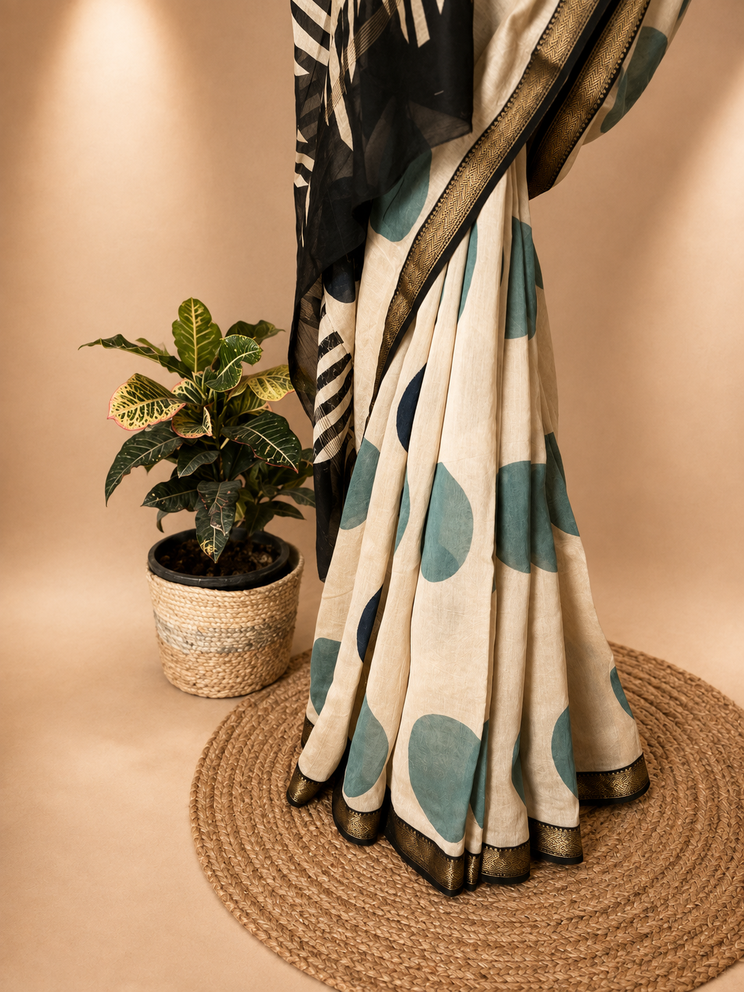 Oversized Polka Summer Cotton Silk Saree