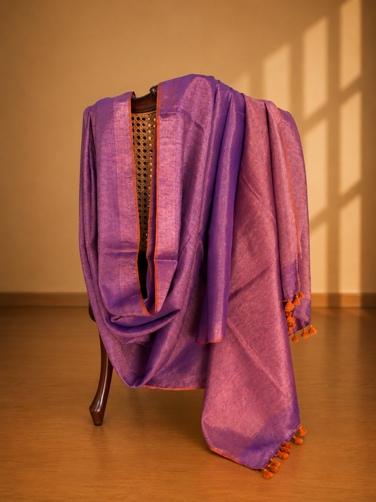 Purple and Copper Linen Tissue Saree