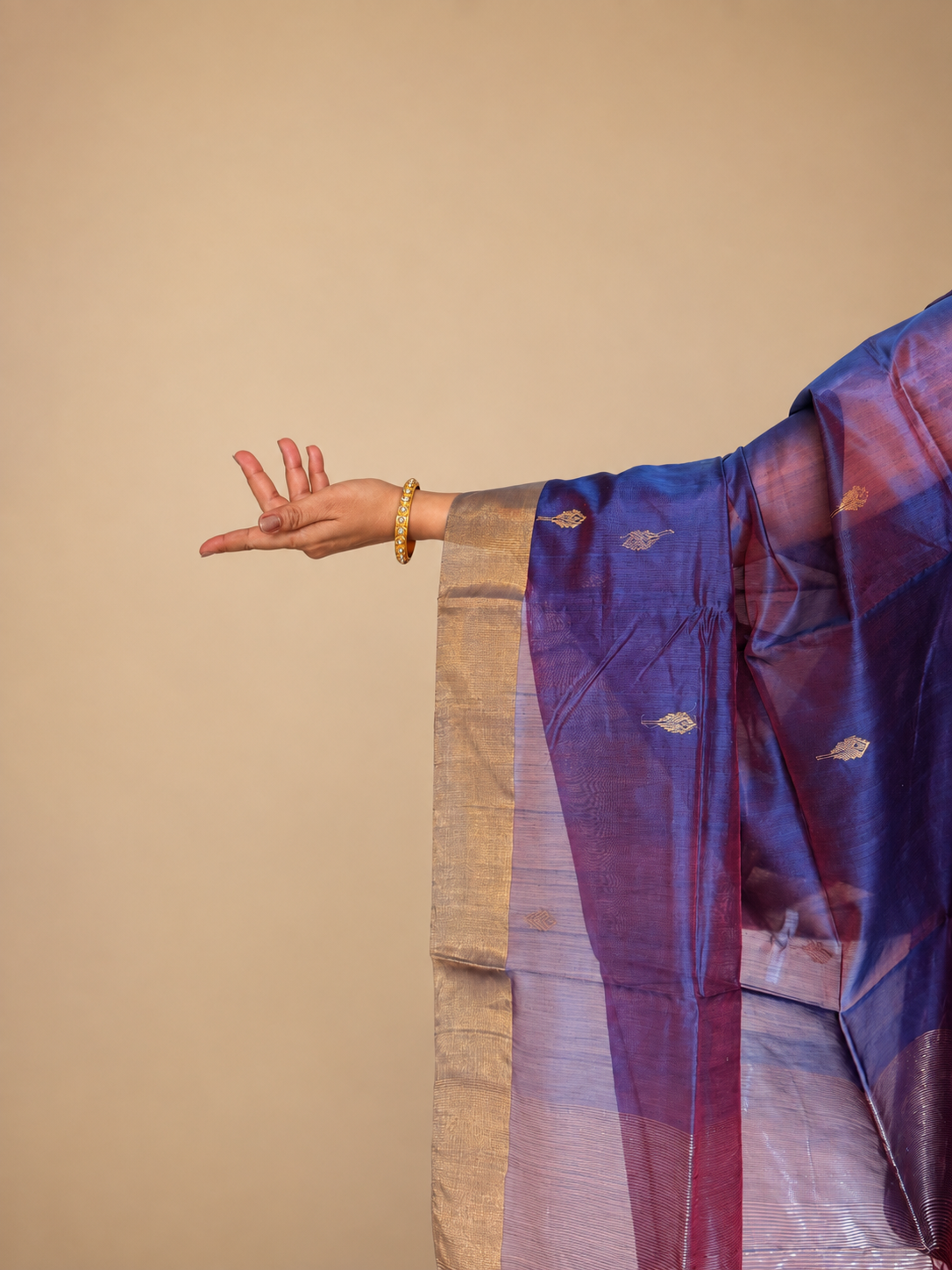 Blue and Red Dhoop Chhaon Chanderi Saree