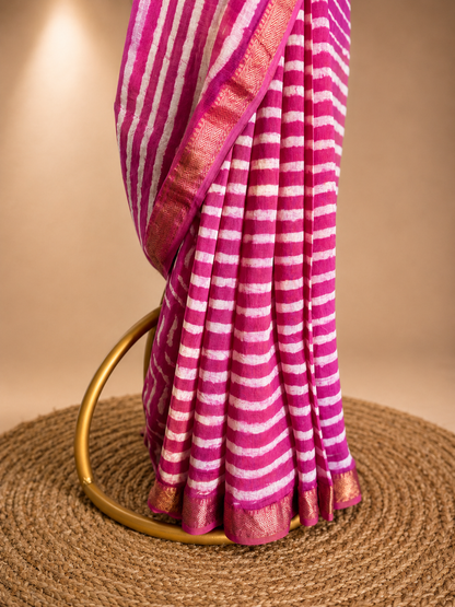 Festive Pink Shibori Cotton Silk Saree