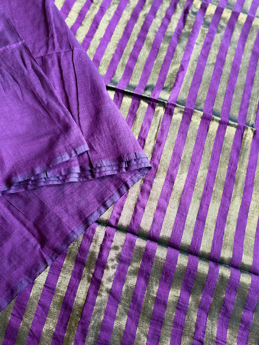 Plum Purple Khadi Cotton Saree