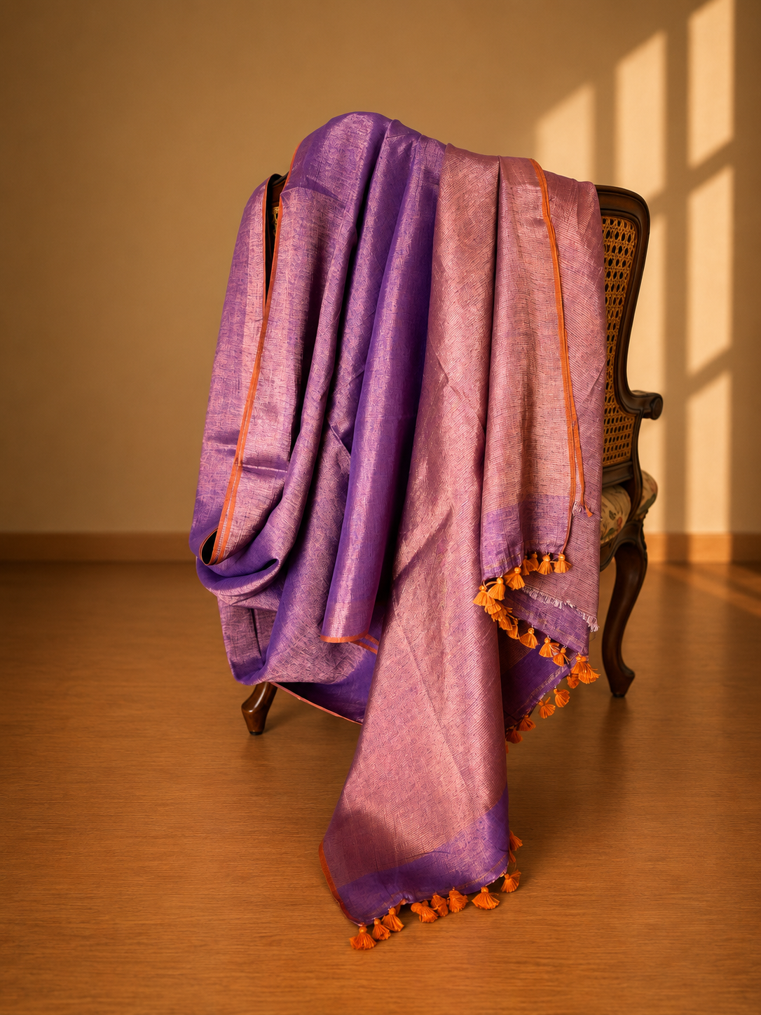 Purple and Copper Linen Tissue Saree