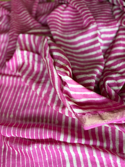 Festive Pink Shibori Cotton Silk Saree