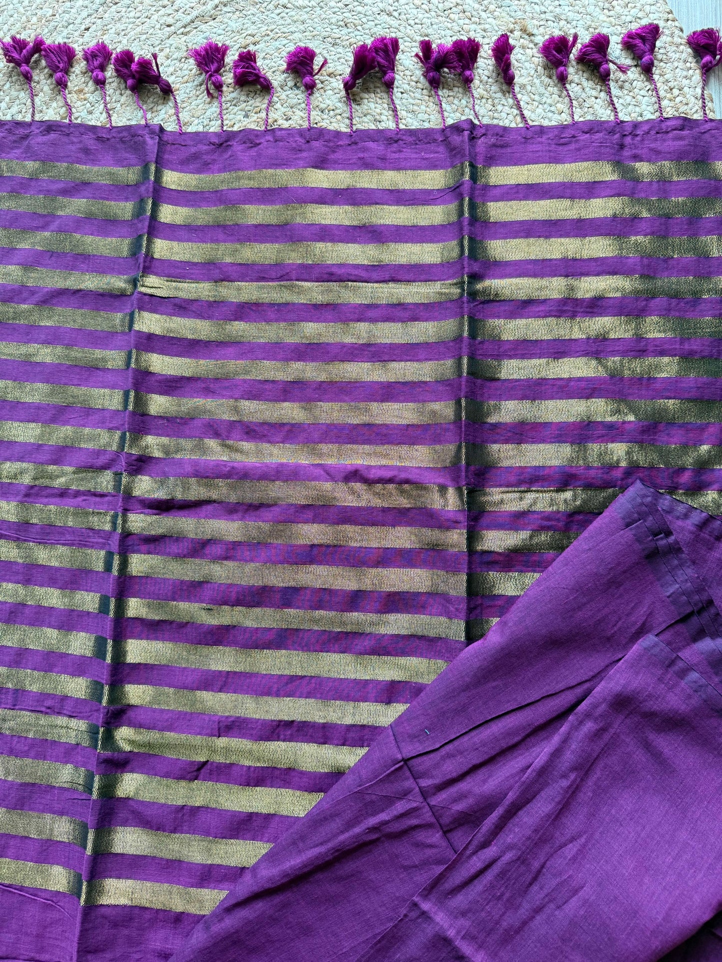 Plum Purple Khadi Cotton Saree