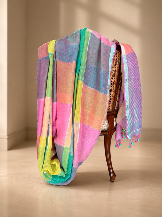 Summer Sorbet Linen Check Saree