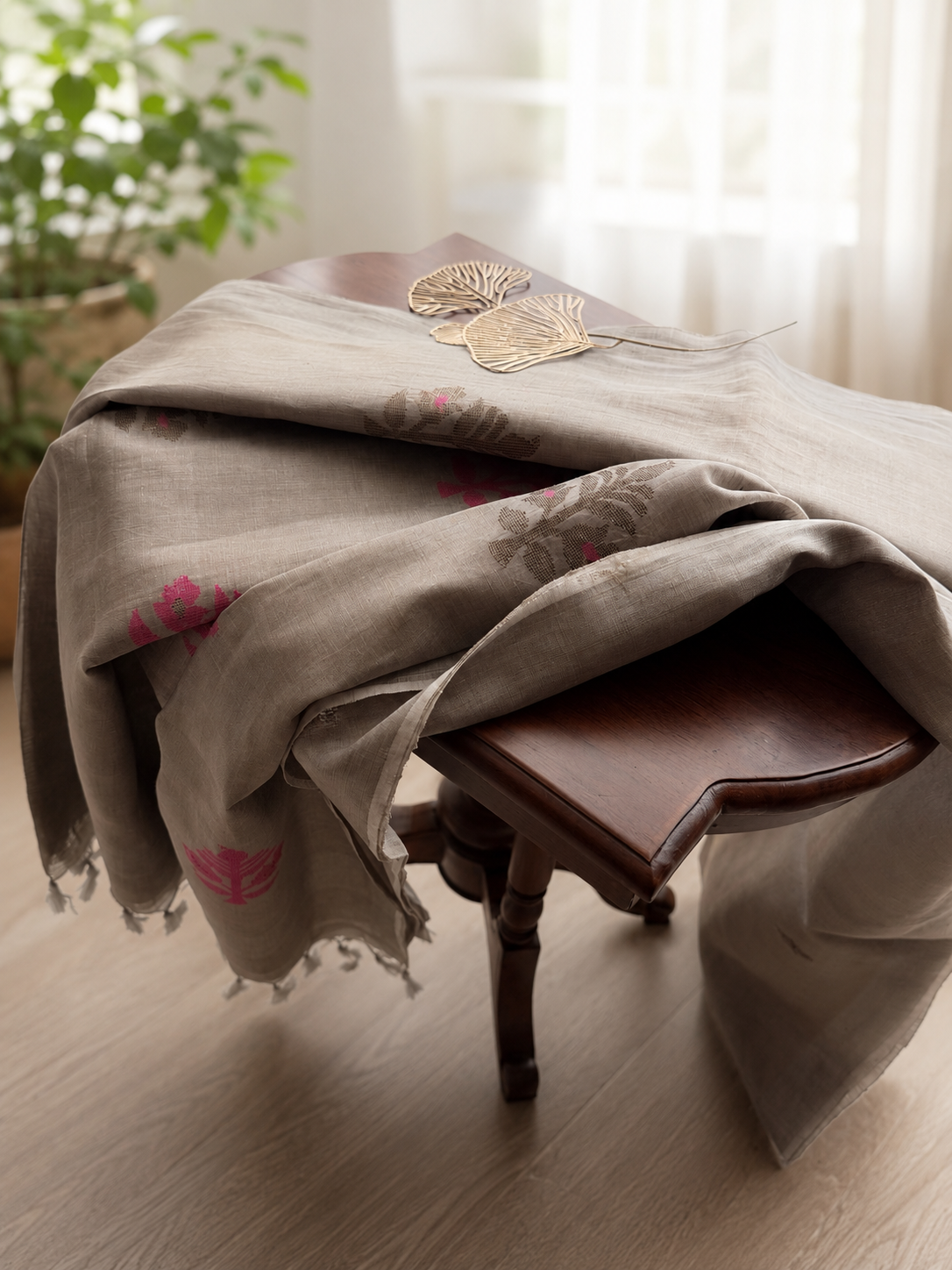 Silver Linen Tissue Jamdani Saree