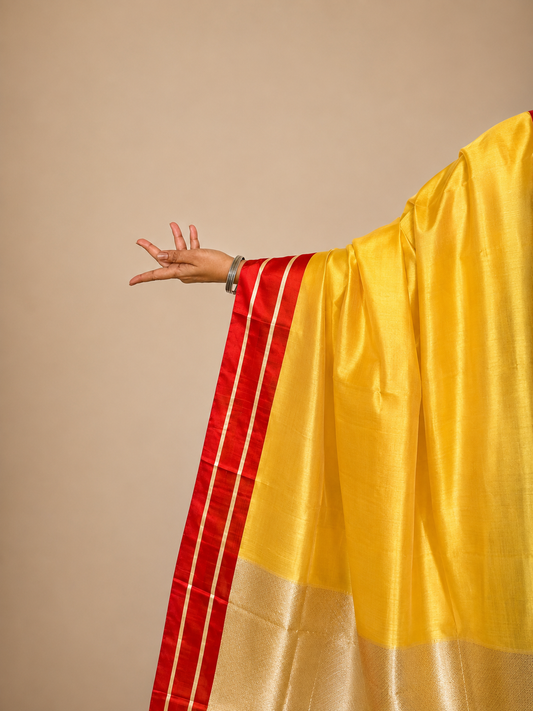 Haldi Kumkum Chanderi Mashru Silk Saree