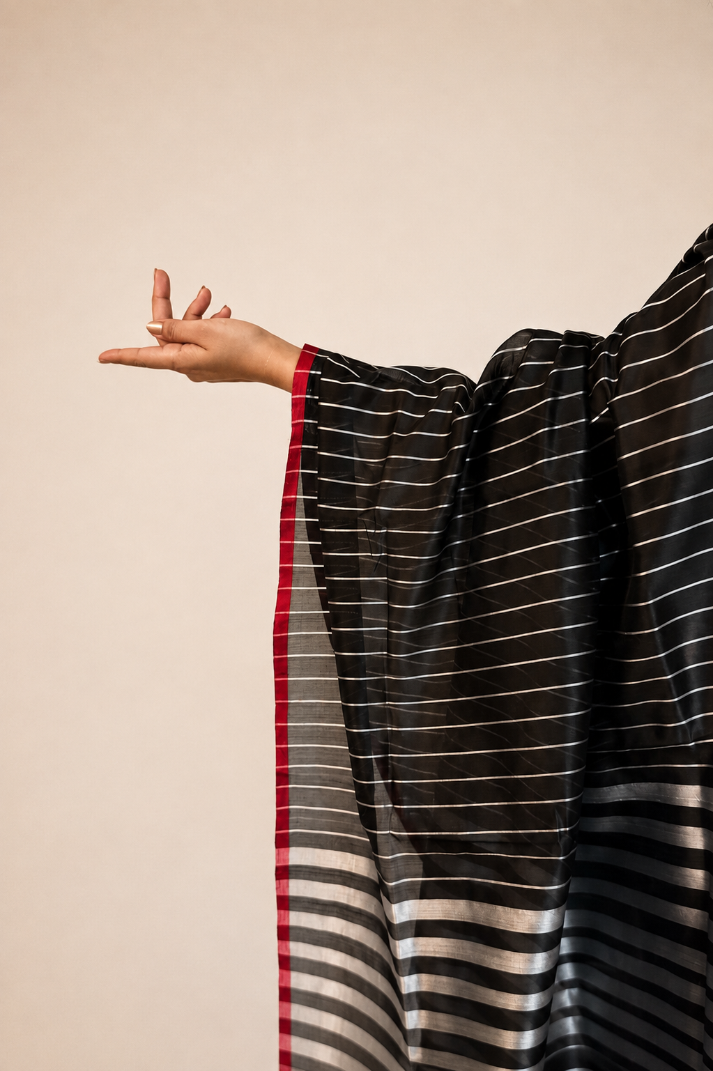 Black, Grey and Silver Chanderi Silk Saree