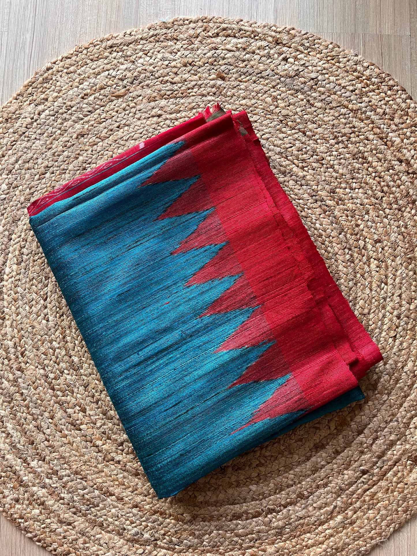 Red and Sea Green Gopalpur Tussar Saree