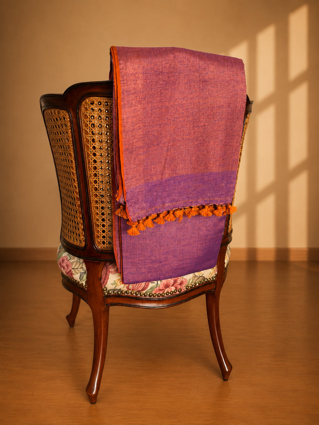 Purple and Copper Linen Tissue Saree