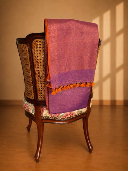 Purple and Copper Linen Tissue Saree