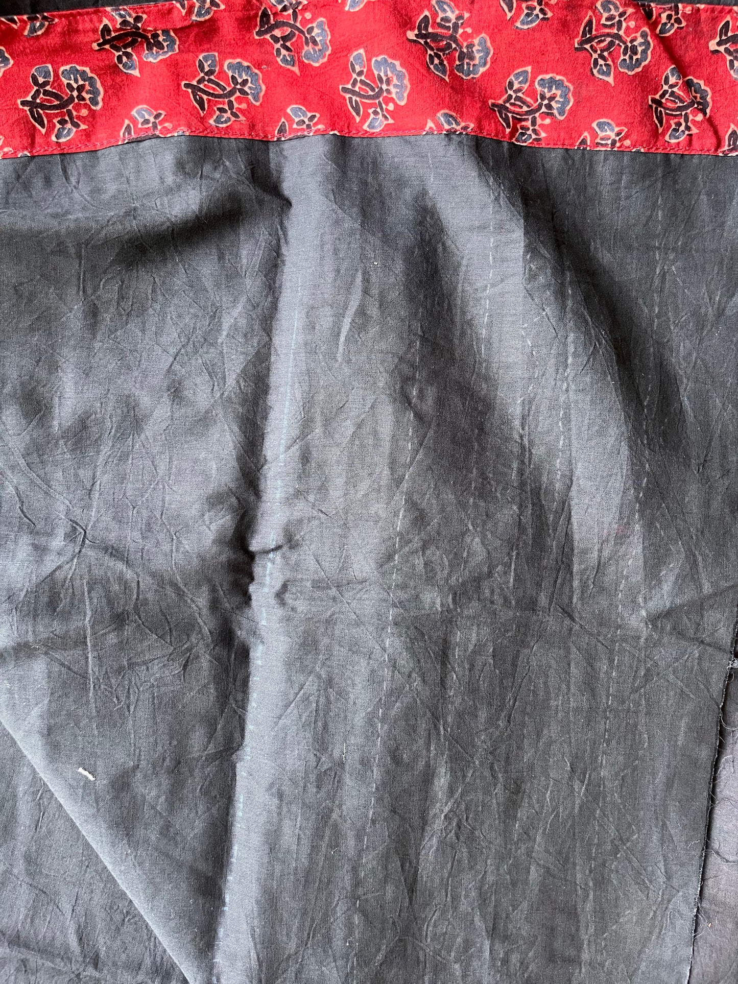 Black and Red Ajrakh Applique Saree