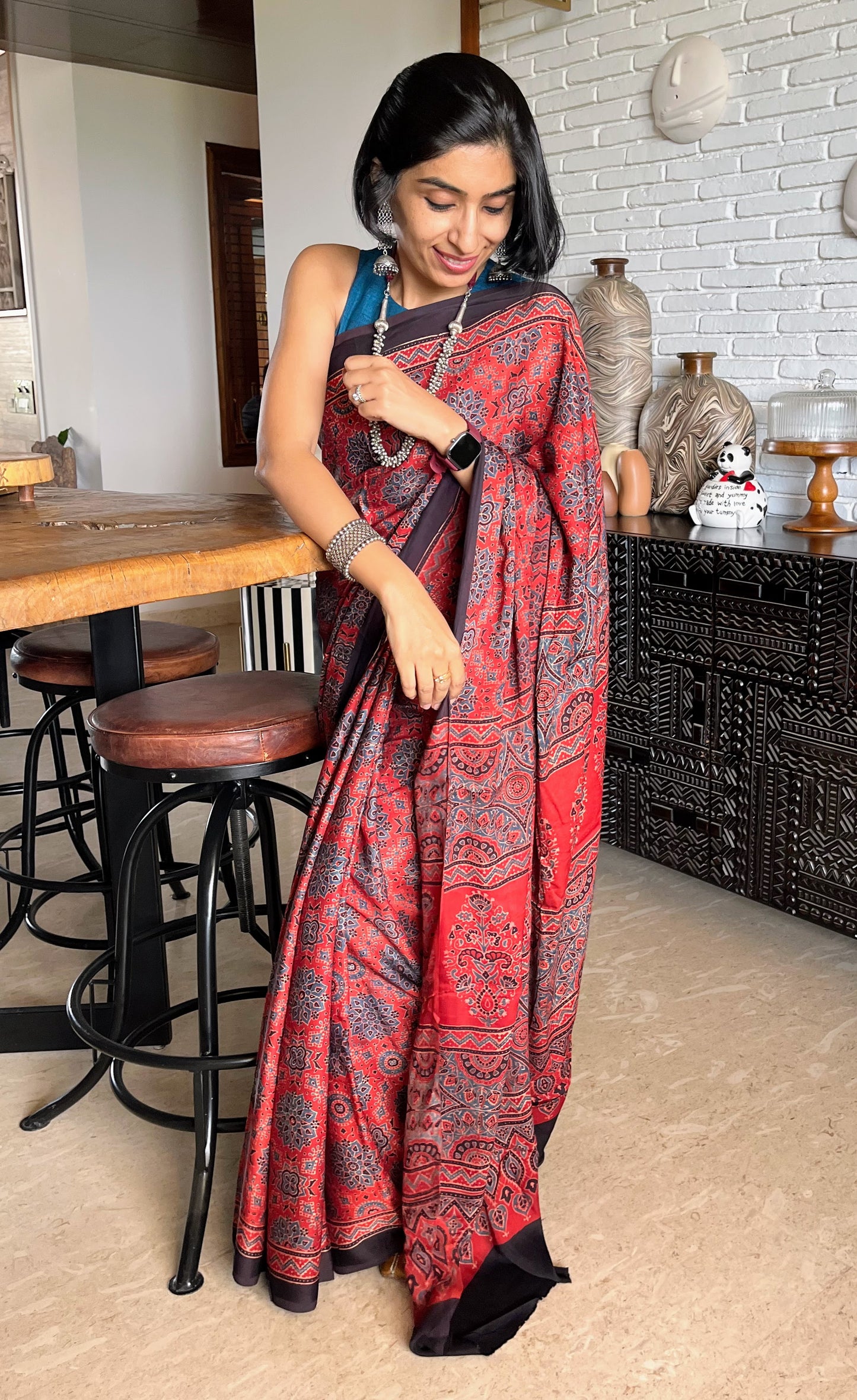 Modal Silk Ajrakh - Red