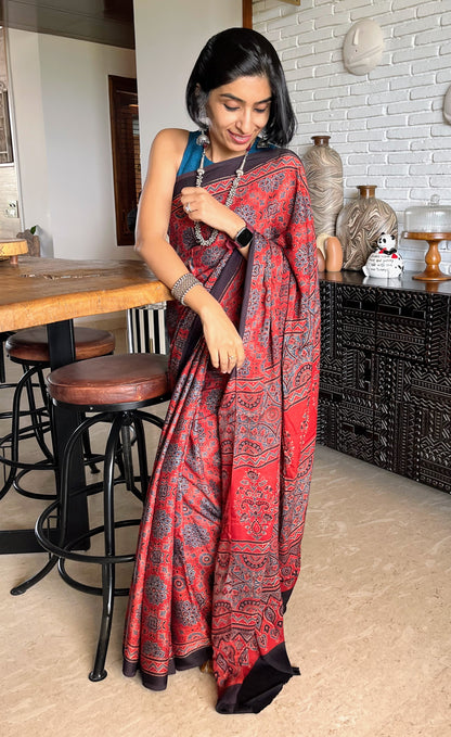 Modal Silk Ajrakh - Red