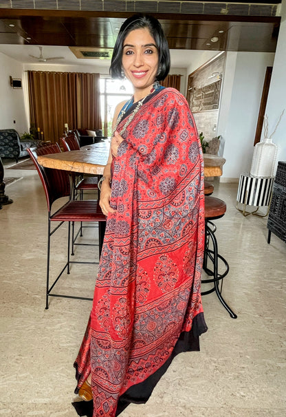 Modal Silk Ajrakh - Red