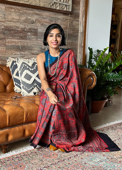 Modal Silk Ajrakh - Red