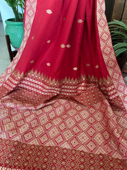 Red Assamese Cotton Saree