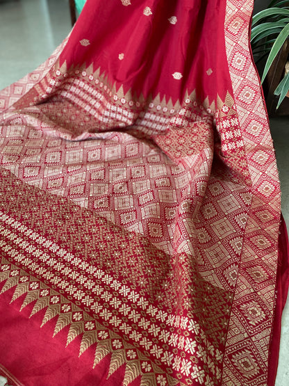 Red Assamese Cotton Saree