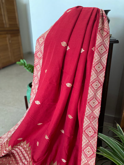 Red Assamese Cotton Saree