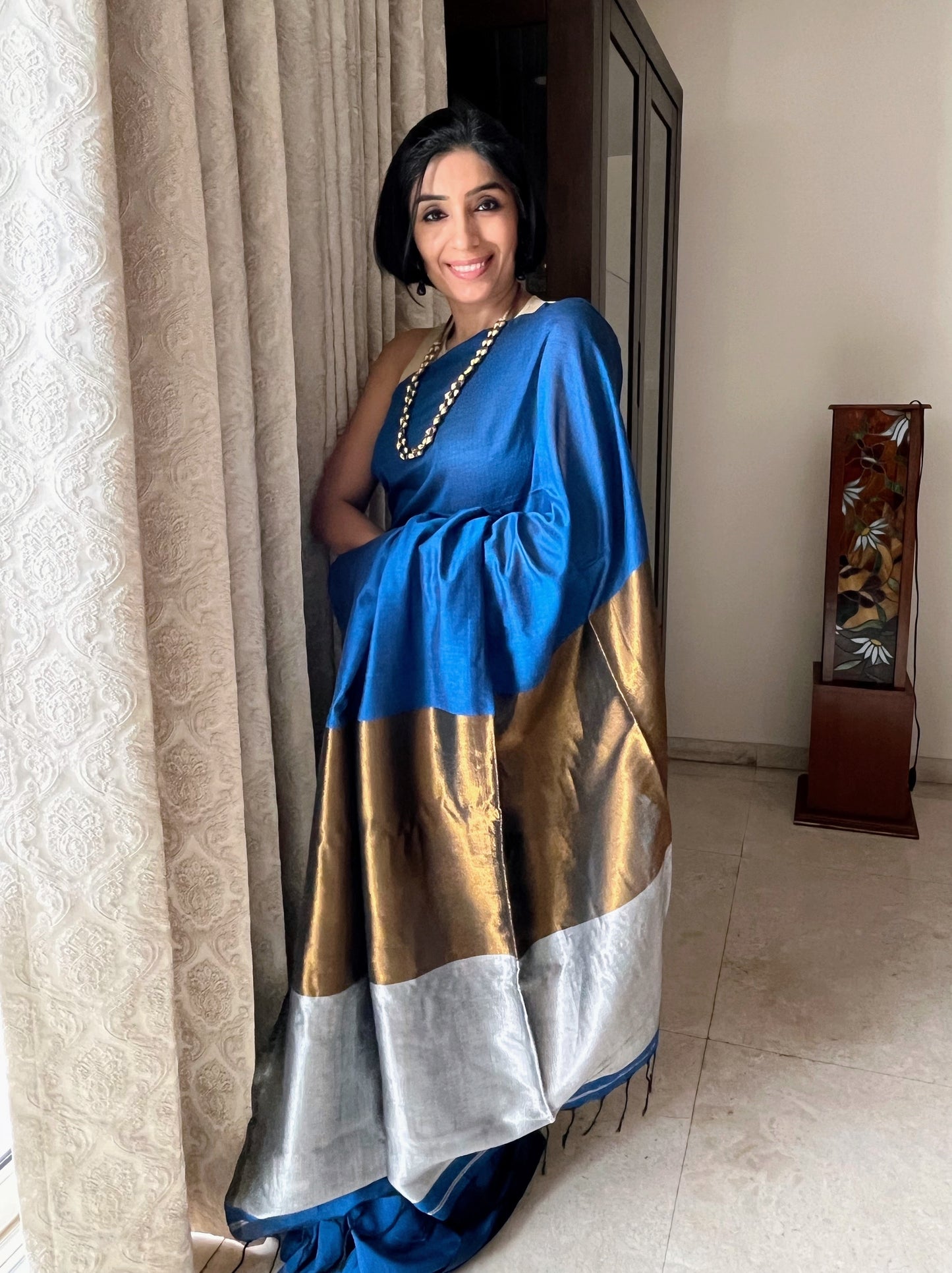 Indigo Khadi Cotton Saree