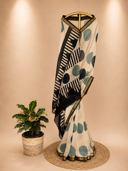 Oversized Polka Summer Cotton Silk Saree