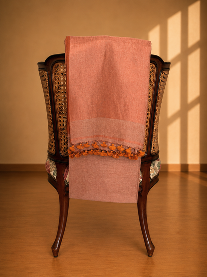 Shimmering Beige Copper Linen Tissue Saree