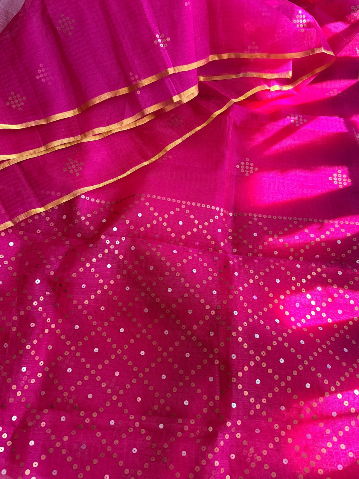 Bougainvillea Pink Bailou Jamdani with Sequins