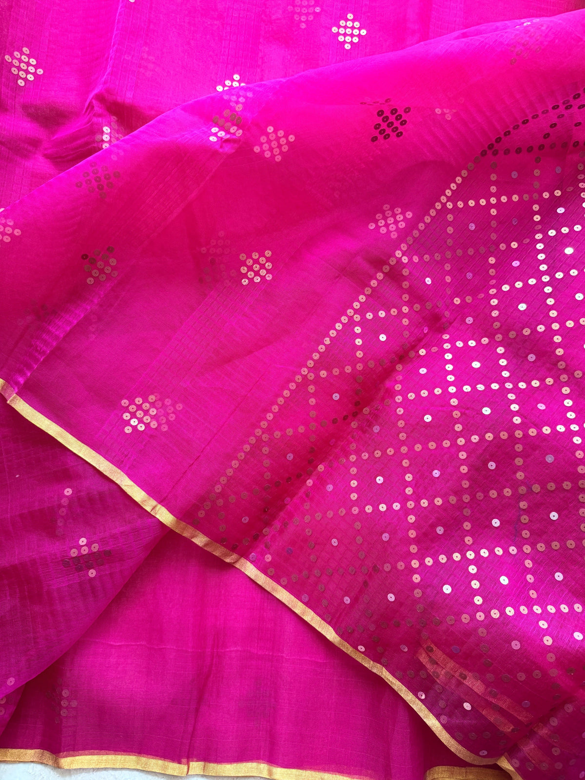 Bougainvillea Pink Bailou Jamdani with Sequins
