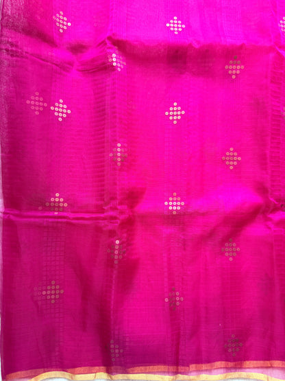 Bougainvillea Pink Bailou Jamdani with Sequins