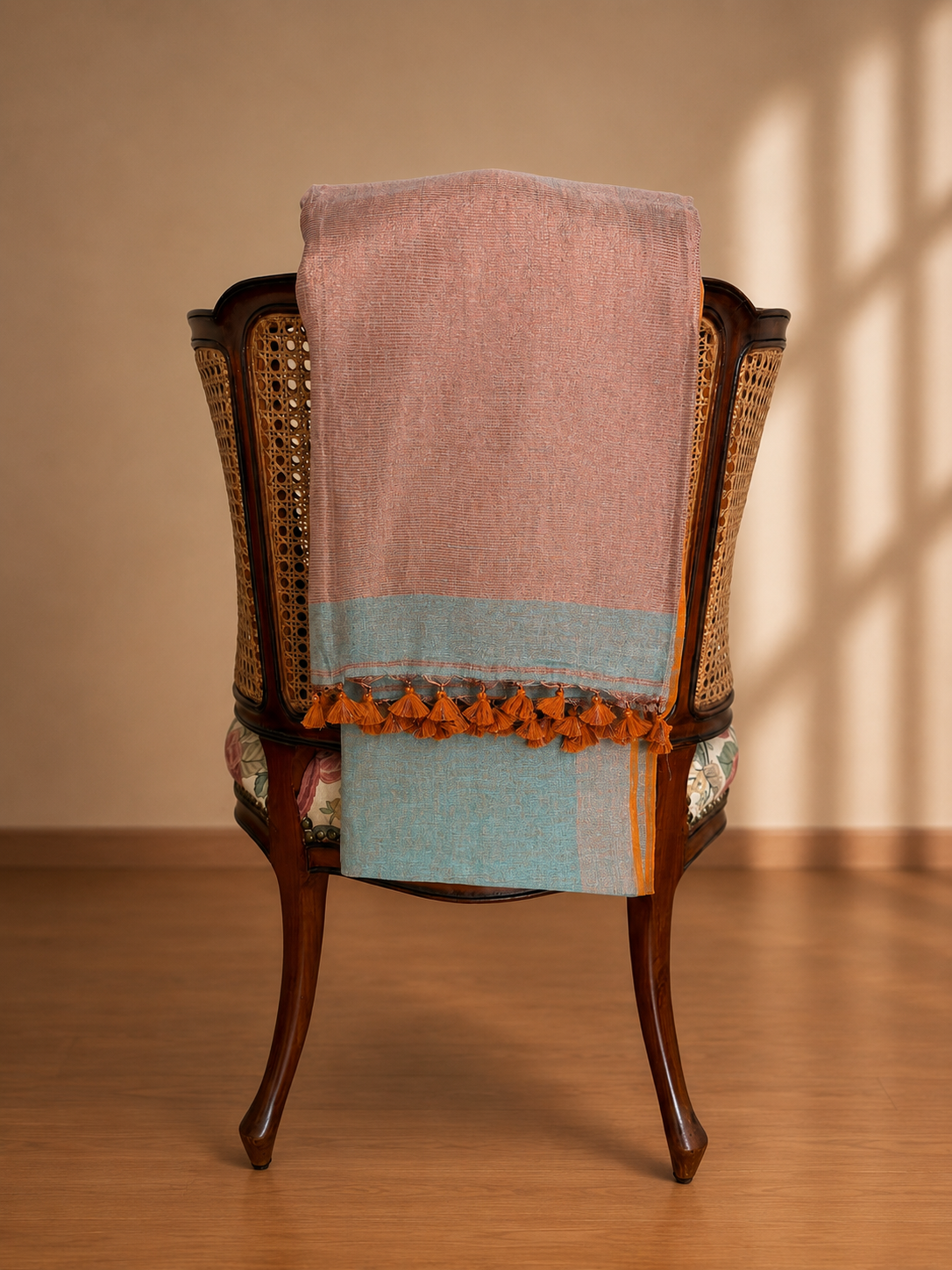 Aqua Blue Linen Tissue Saree