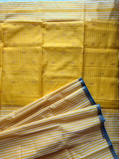 Sunshine Yellow Checks Maheshwari Saree