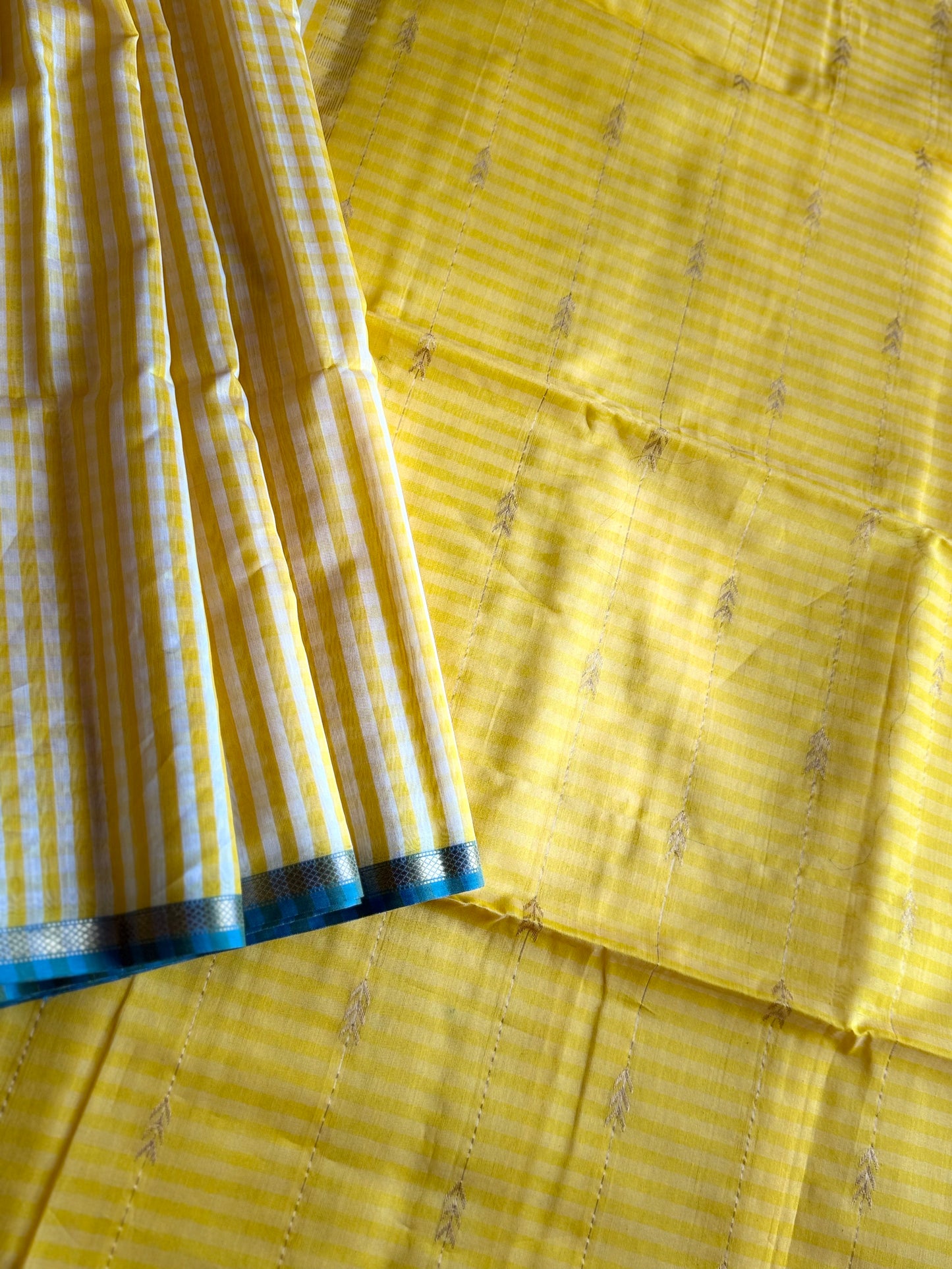 Sunshine Yellow Checks Maheshwari Saree