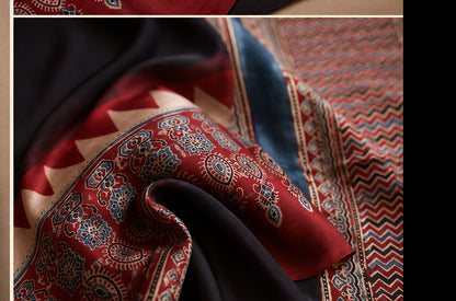Black and Red Ajrakh Modal Silk Saree
