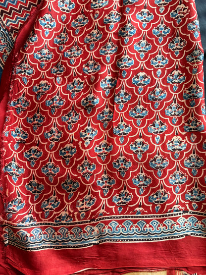 Black and Red Ajrakh Modal Silk Saree
