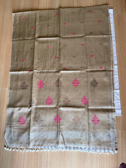 Silver Linen Tissue Jamdani Saree