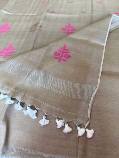 Silver Linen Tissue Jamdani Saree