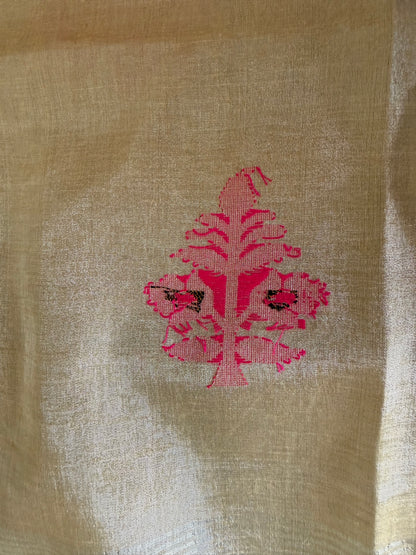Silver Linen Tissue Jamdani Saree