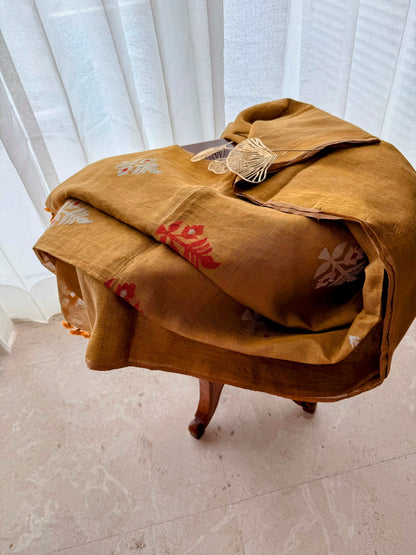 Molten Gold Linen Tissue Jamdani Saree