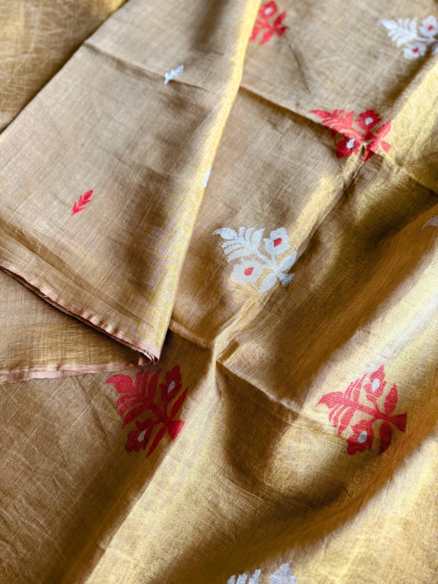 Molten Gold Linen Tissue Jamdani Saree