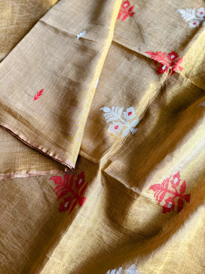 Molten Gold Linen Tissue Jamdani Saree